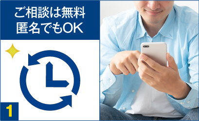 POINT01:24時間相談無料匿名でもOK