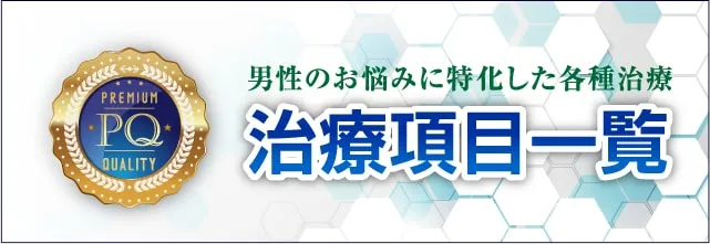 男性のお悩みに特化した各種治療 治療項目一覧